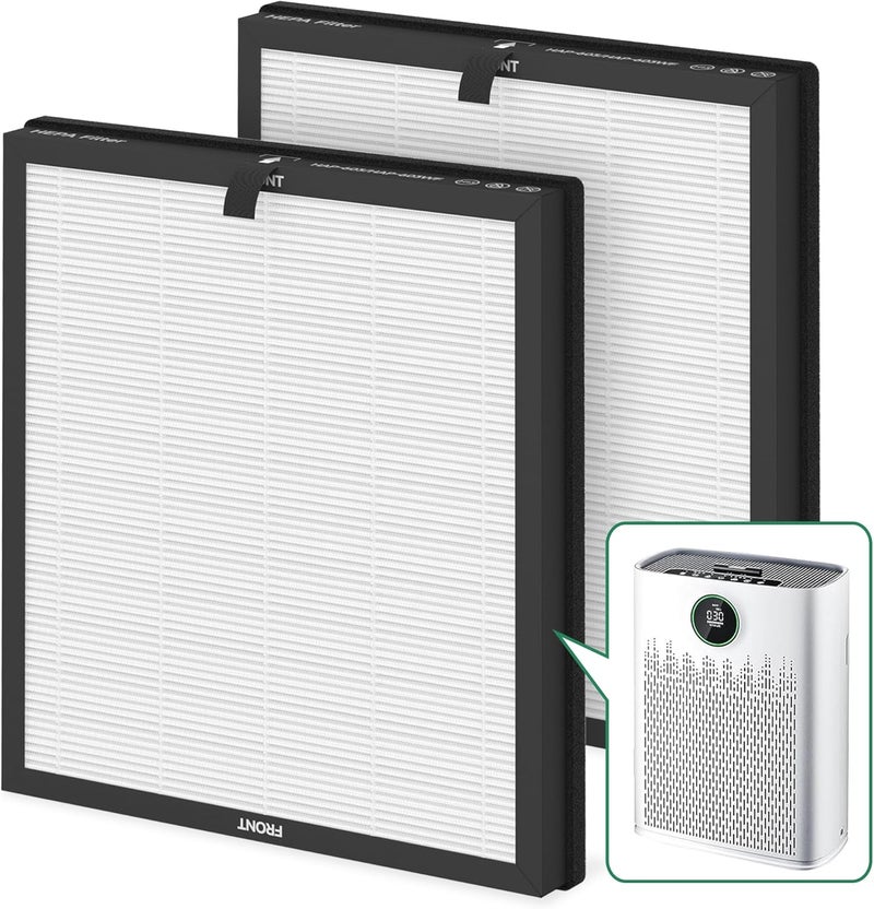 FCFMY فلتر بديل HAP-603 2 عبوات متوافق مع جهاز تنقية الهواء ECOSELF HAP603، فلتر بديل HAP603 3 في 1، أبيض - Image 1